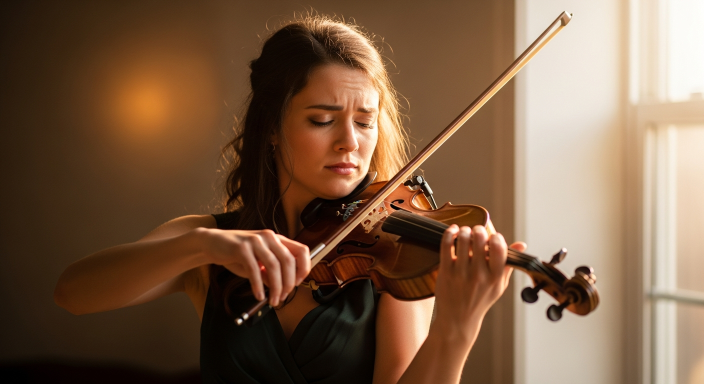 Скрипачка играет на скрипке